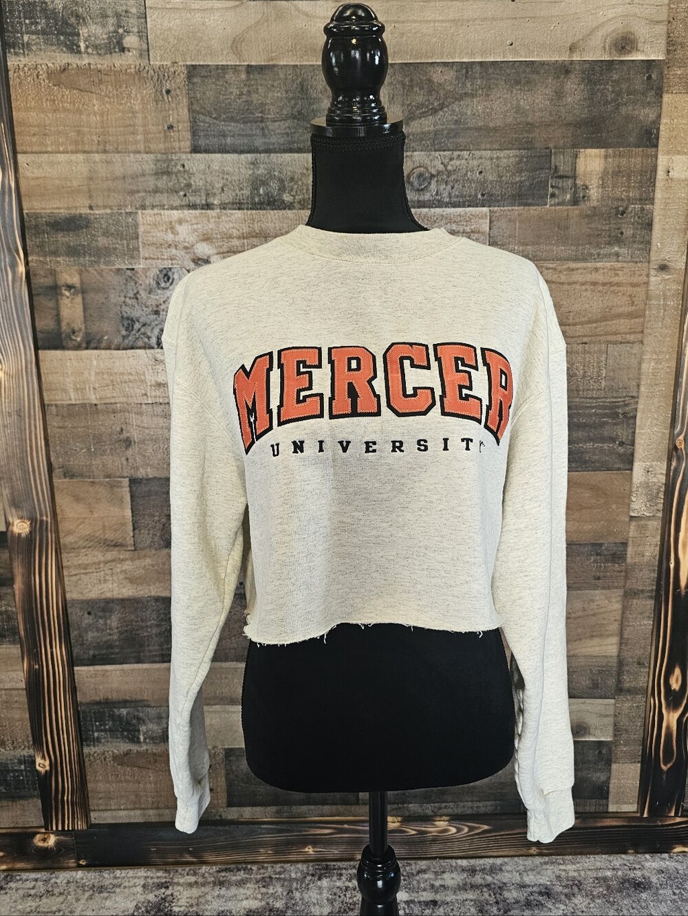 Mercer University Sweatshirt Cropped Football LARGE